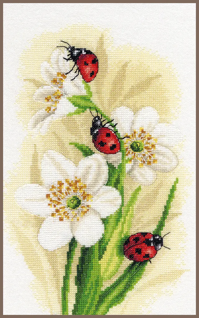 PN-0190657 Набор для вышивки крестом LanArte Ladybug parade "Парад божьих коровок". Catalog. Kits