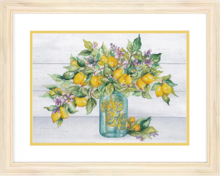 70-35442 Набір для вишивання хрестиком «Lemon Jar//Лимонний букет» DIMENSIONS. Каталог товарів. Набори