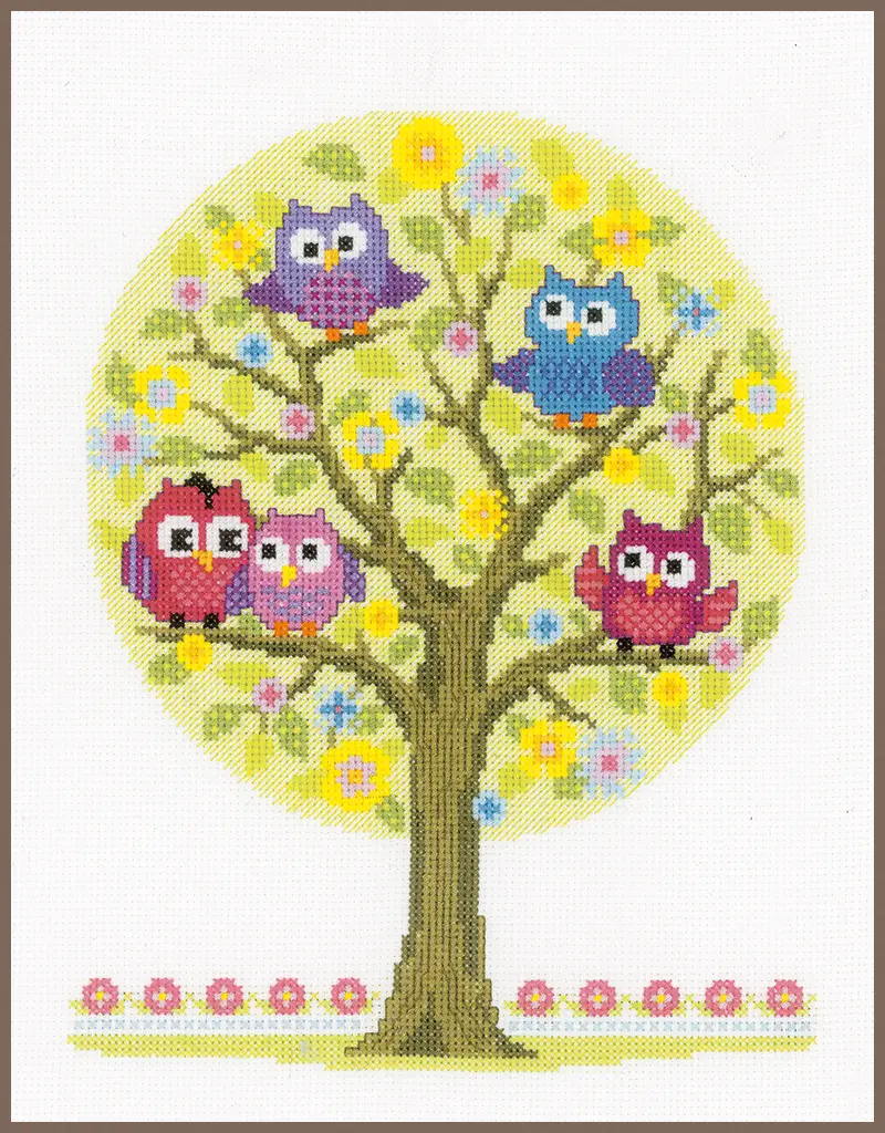 PN-0146618 Набор для вышивки крестом Vervaco Little owls tree "Маленькое дерево совы". Каталог товарів. Набори