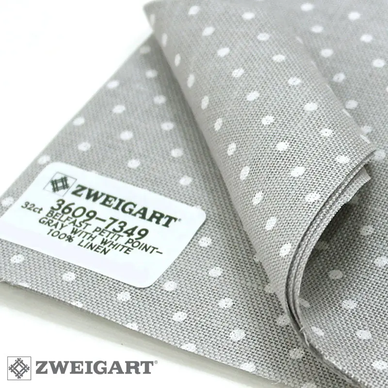 3609/7349 Belfast Petit Point 32 ct. (36х46см) серый в белый горошек. Каталог товарів. Вишивання/Шиття. Тканини