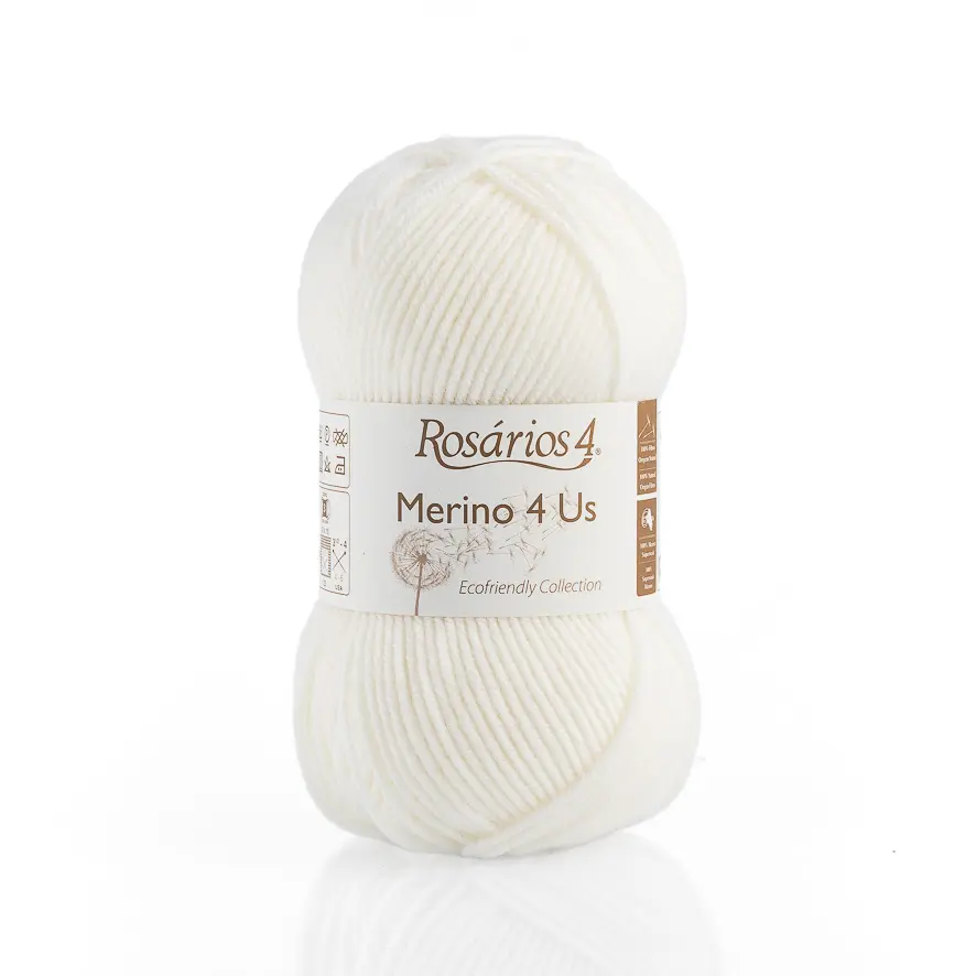 01 Merino 4 Us пряжа (100%% мериносова вовна - без мулесингу), колір Білий 50 г моток ROSARIOS. Каталог товарів. Вязання. Пряжа ROSARIOS