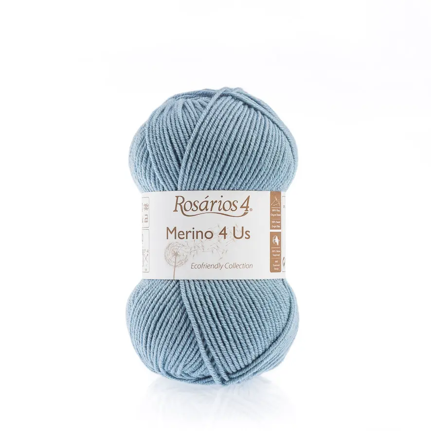 63 Merino 4 Us пряжа (100%% мериносова вовна - без мулесингу), колір Блакитно-сір 50 г моток ROSARIOS. Каталог товарів. Вязання. Пряжа ROSARIOS