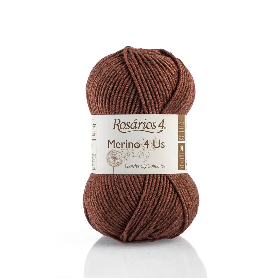 27 Merino 4 Us пряжа (100%% мериносова вовна - без мулесингу), колір Коричневий 50 г моток ROSARIOS. Каталог товарів. Вязання. Пряжа ROSARIOS