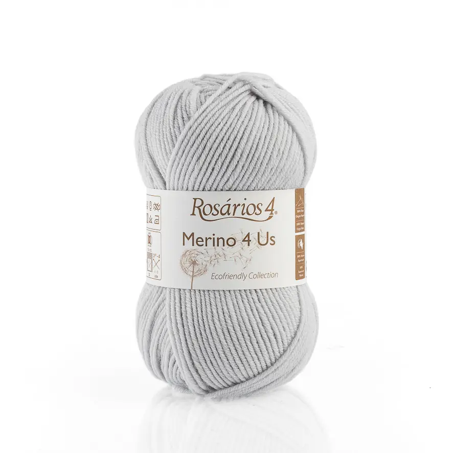 03 Merino 4 Us пряжа (100%% мериносова вовна - без мулесингу), колір Світло-сірий 50 г моток ROSARIOS. Каталог товарів. Вязання. Пряжа ROSARIOS