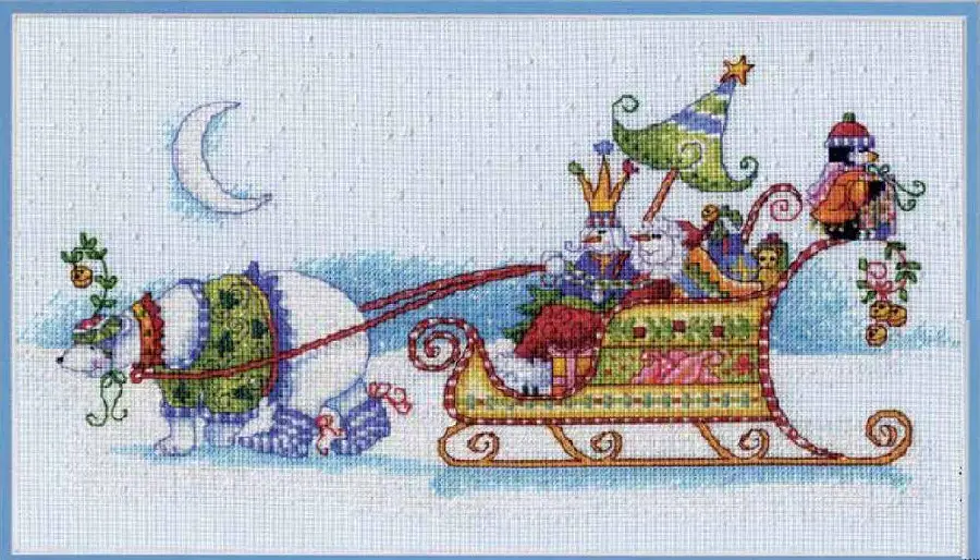 70-08864 Набор для вышивания крестом DIMENSIONS Snow Bear and Sleigh "Снежный медведь и сани". Catalog. Kits
