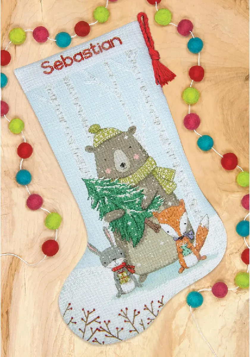 70-09621 Набір для вишивання хрестиком «Woodland Animals Stocking//Лісові тварини» DIMENSIONS. Каталог товарів. Набори