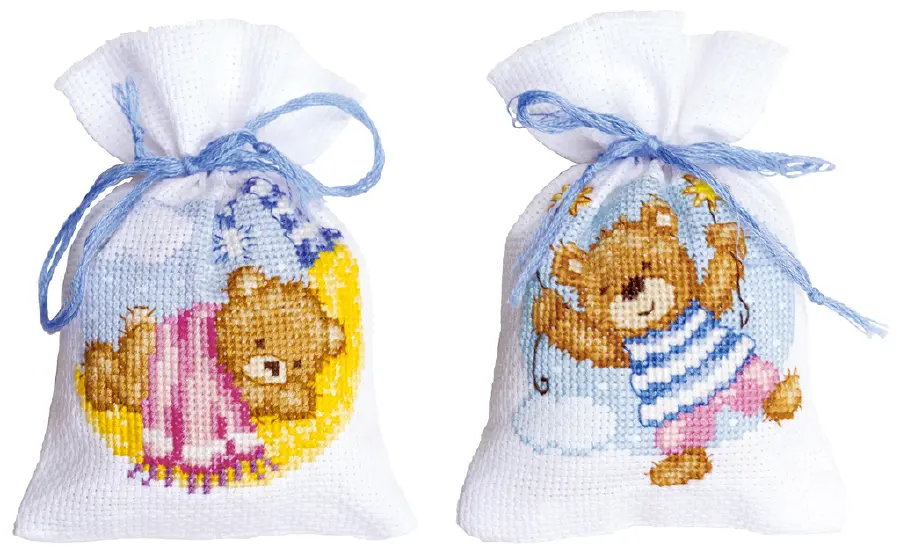 PN-0150139 Набор для вышивания крестом (мешочки для саше) Vervaco Bears at night "Медведи ночью". Каталог товарів. Набори