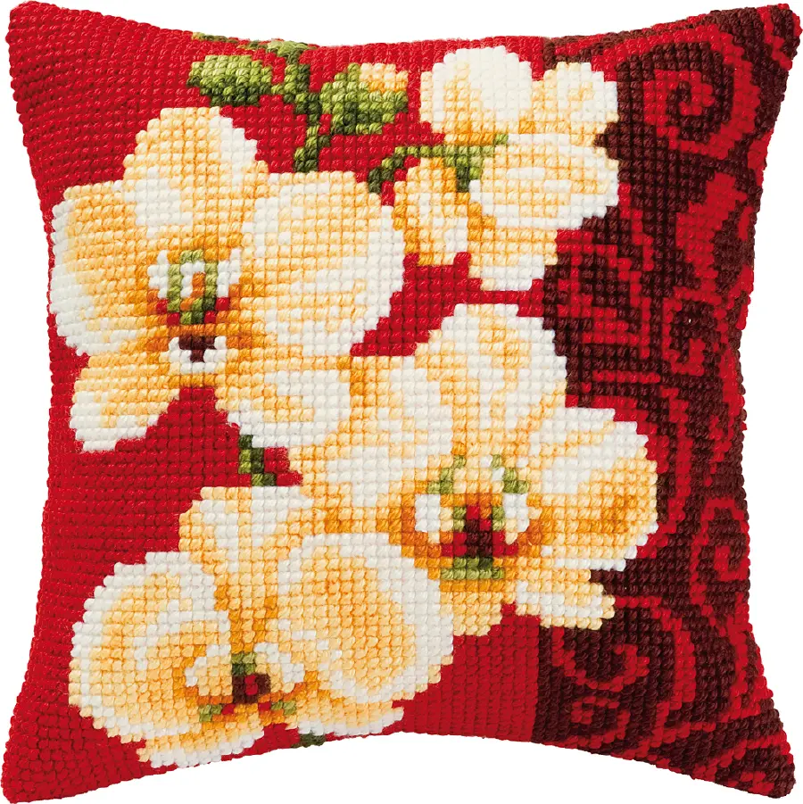 PN-0008790 Набор для вышивания крестом (подушка) Vervaco White orchids "Белая орхидея". Каталог товарів. Набори