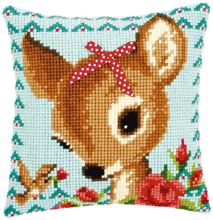 PN-0149899 Набор для вышивания крестом (подушка) Vervaco Bambi with a bow "Бэмби с бантом". Catalog. Kits