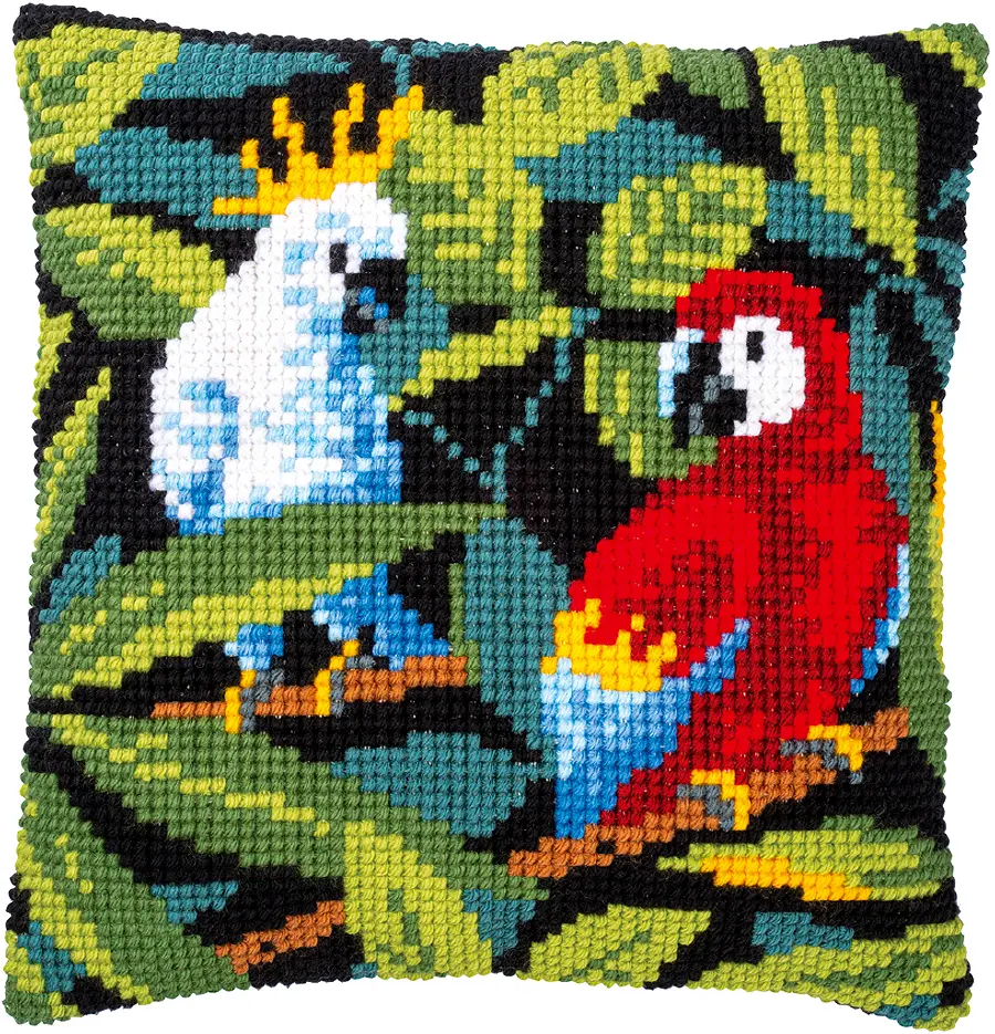 PN-0186881 Набор для вышивания крестом (подушка) Vervaco Tropical Birds "Тропические птицы". Catalog. Kits