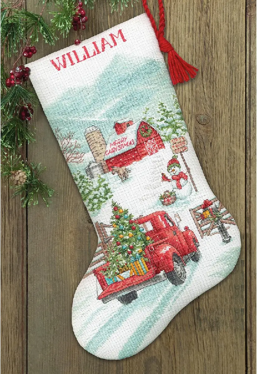 70-09619 Набір для вишивання хрестиком «Holiday Farm Stocking//Святкова Ферма» DIMENSIONS. Catalog. Kits