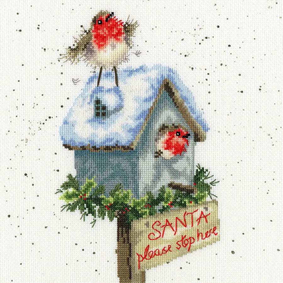 XHD55 Набор для вышивания крестом Santa Stop Here "Санта, остановись здесь" Bothy Threads. Каталог товарів. Набори