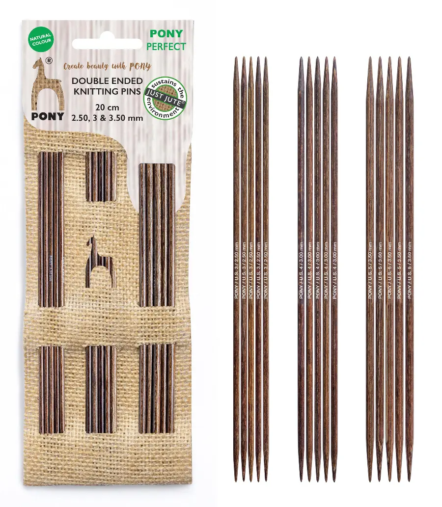 49169 Набір дерев'яних панчішних спиць серії Perfect, довжиною 20 см PONY. Catalog. Knitting. Needle and crotchet kits