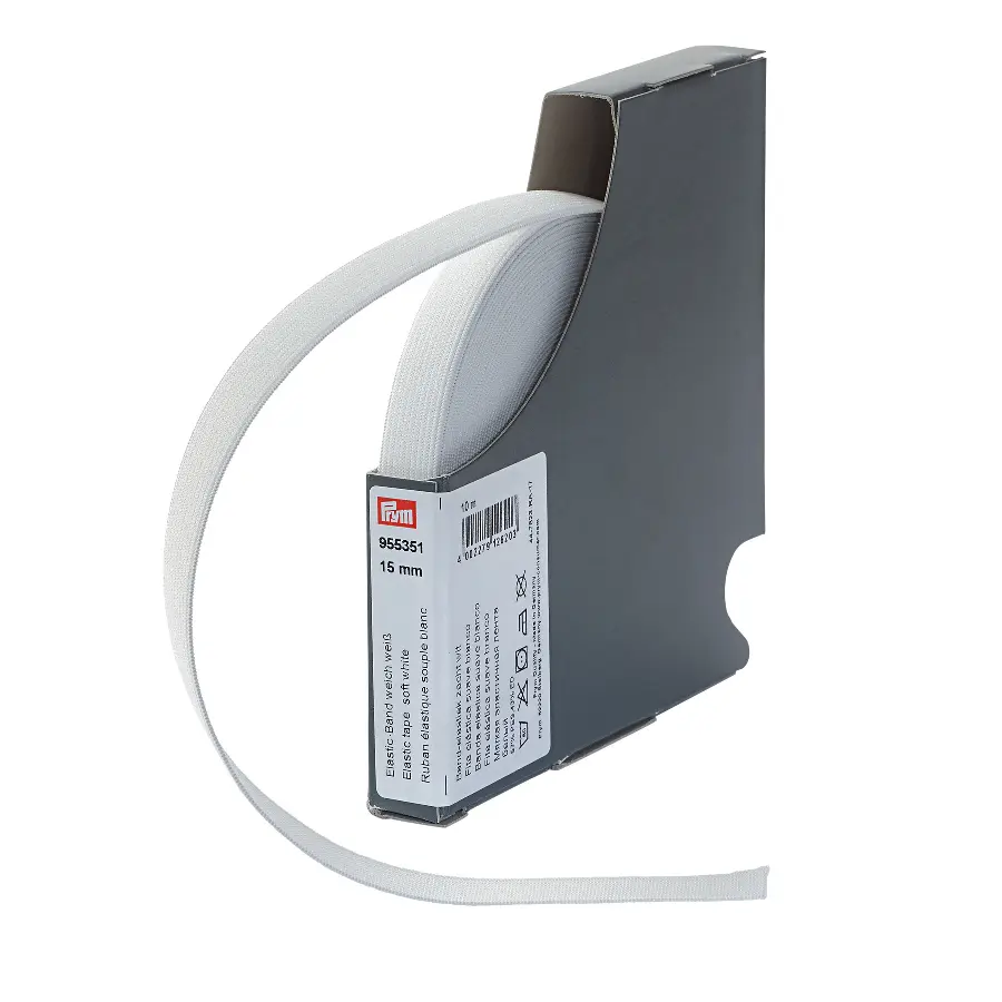 955351 Мягкая эластичная лента 15мм (белого цвета) 10м, Prym. Каталог товарів. Вишивання/Шиття. Фурнітура Prym