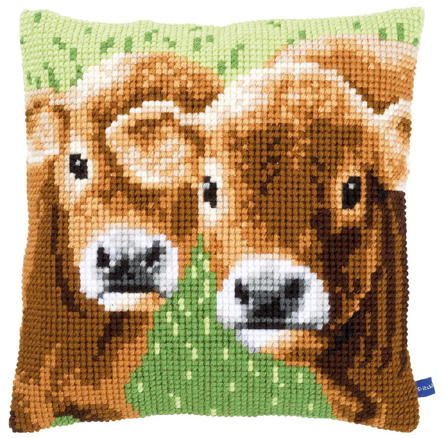 PN-0155007 Набор для вышивания крестом (подушка) Vervaco Two calves "Два теленка". Catalog. Kits