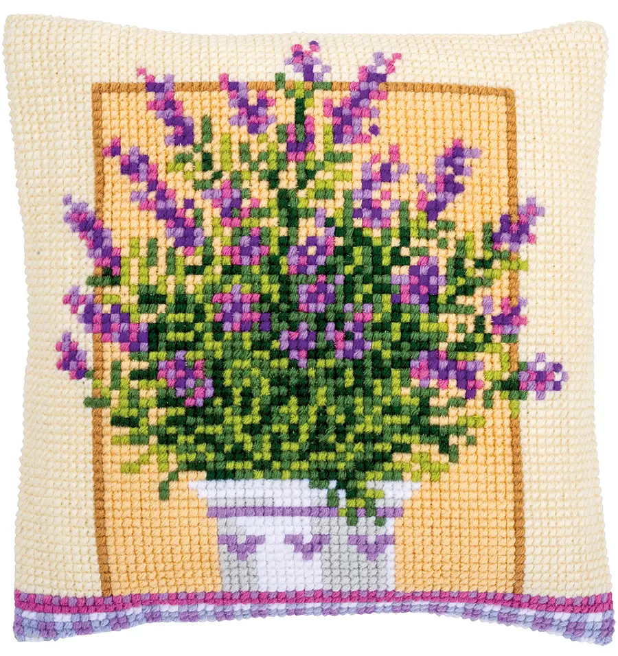 PN-0172863 Набор для вышивания крестом (подушка) Vervaco Lavender in pot "Лаванда в горшке". Каталог товарів. Набори