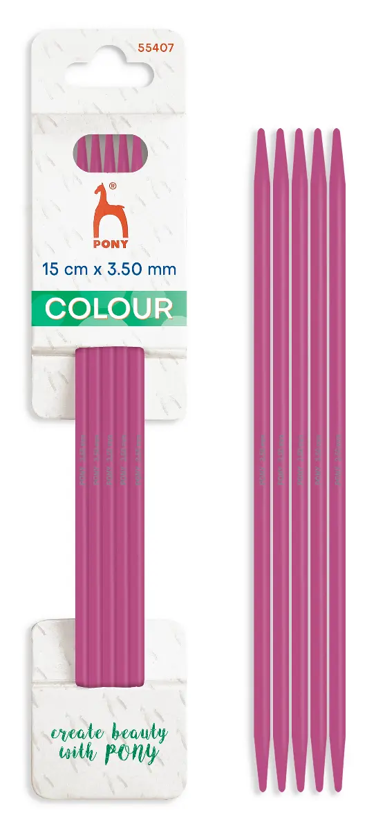 55407 Спиці в'язальні шкарпеткові COLOUR, 3,50мм*15см, алюміній, 5шт PONY. Catalog. Knitting. Needles