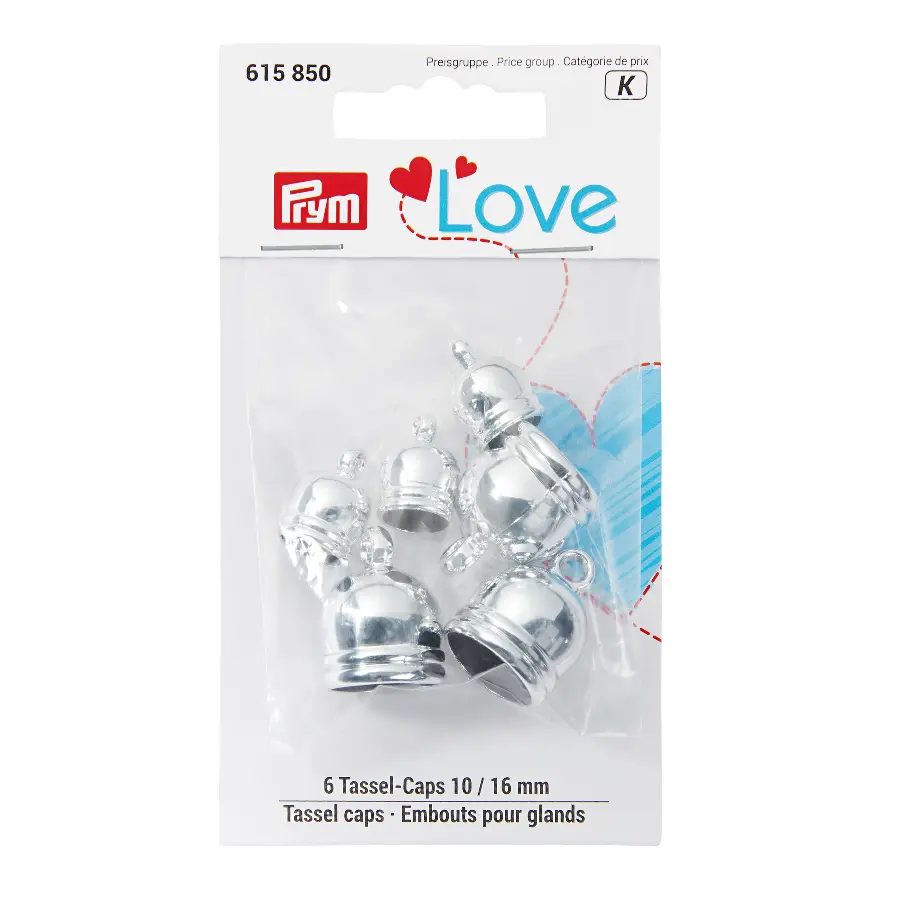 615850 Концевики шапочки для кистей Prym Love (серебристый цвет), Prym. Каталог товарів. Вишивання/Шиття. Фурнітура Prym