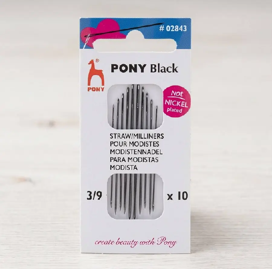 02843 Гострі ручні голки асорті розмірів № 3–9, 10 шт., серіі Milliners Black PONY. Каталог товарів. Вишивання/Шиття. Голки
