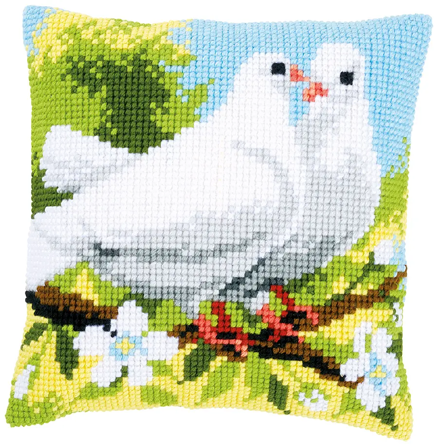 PN-0158106 Набор для вышивания крестом (подушка) Vervaco White pigeons "Белые голуби". Catalog. Kits