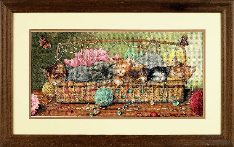 35184 Набор для вышивания крестом DIMENSIONS Kitty Litter "Котята в корзинке". Catalog. Kits