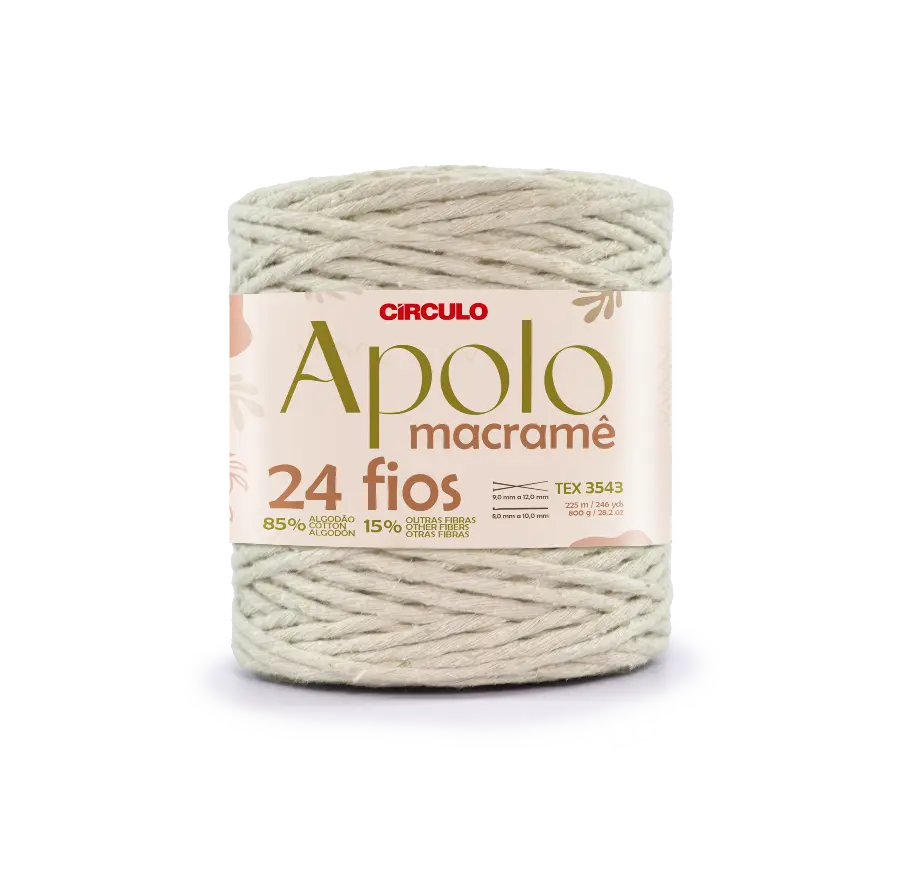 20 APOLO MACRAME (85%% бавовна, 15%% інші волокна, 800г, 225 м 1 шт). Каталог товарів. Вязання. Пряжа Circulo